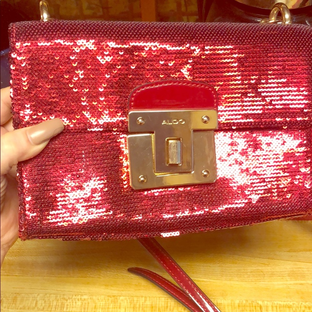 Aldo red sequin purse